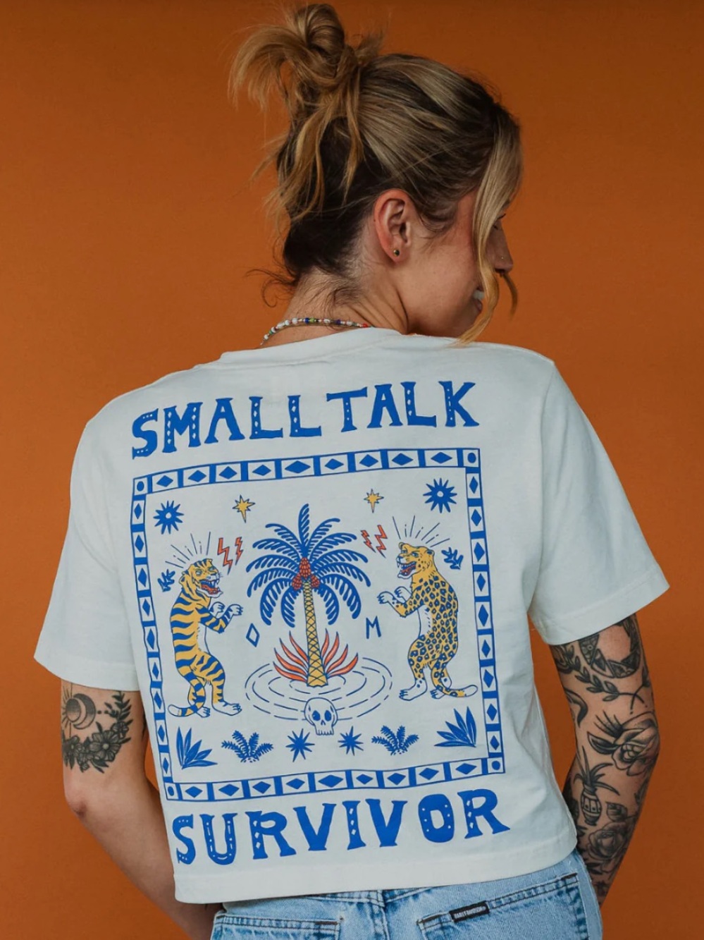 Small Talk Survivor Graphic Tee - White/Blue - Picture 3 of 3